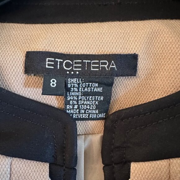 ETCETERA New WO Tags Camel and Black Jacket Size 8 - Picture 3 of 3